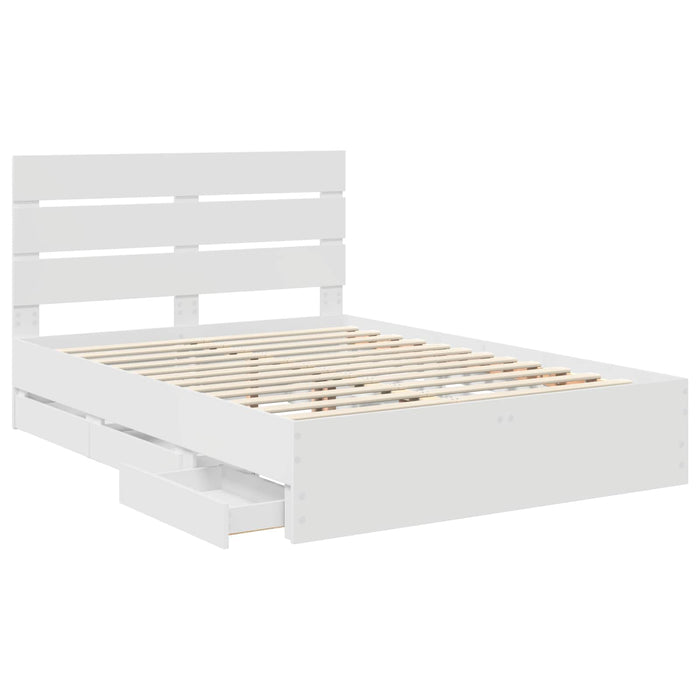 Cadru de pat cu sertar Alb 140 x 200 cm Lemn Ingineresc - WALTI WALTI