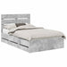 Cadru de pat Gri din beton 135 x 190 cm Lemn Ingineresc - WALTI WALTI