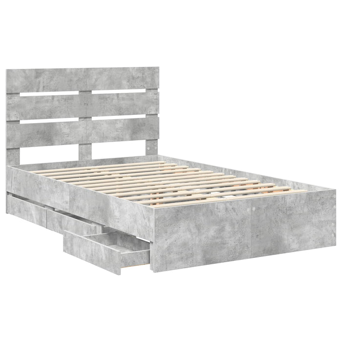 Cadru de pat Gri din beton 135 x 190 cm Lemn Ingineresc - WALTI WALTI