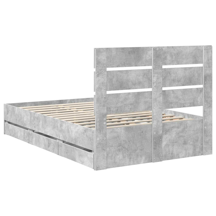 Cadru de pat Gri din beton 135 x 190 cm Lemn Ingineresc - WALTI WALTI