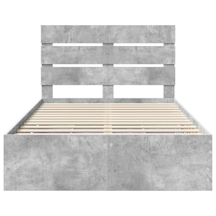 Cadru de pat Gri din beton 135 x 190 cm Lemn Ingineresc - WALTI WALTI