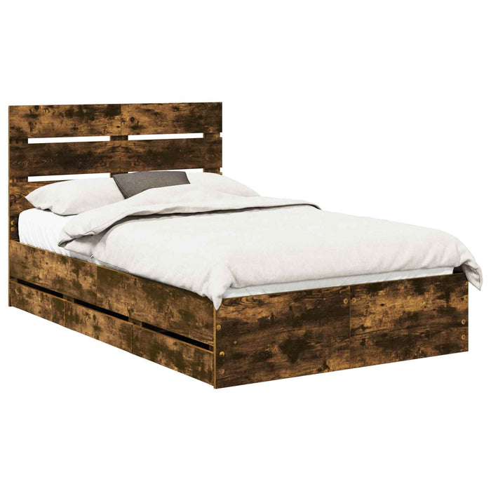 Cadru de pat Stejar fumuriu 135 x 190 cm Lemn Ingineresc - WALTI WALTI