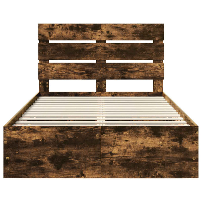 Cadru de pat Stejar fumuriu 135 x 190 cm Lemn Ingineresc - WALTI WALTI