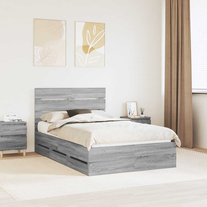 Cadru de pat cu sertar Gri Sonoma 120 x 190 cm Lemn Ingineresc - WALTI WALTI