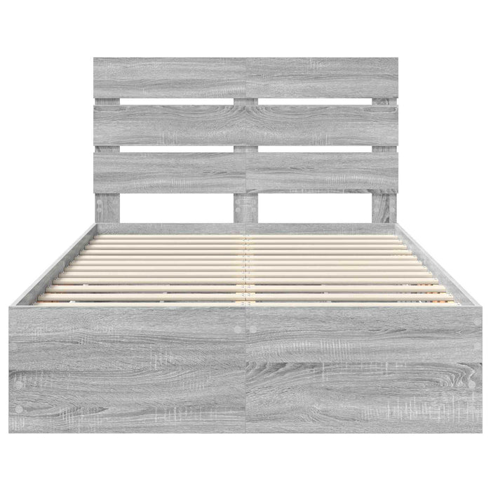 Cadru de pat cu sertar Gri Sonoma 120 x 190 cm Lemn Ingineresc - WALTI WALTI