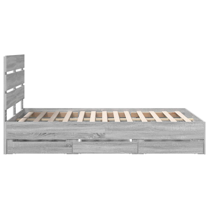 Cadru de pat cu sertar Gri Sonoma 120 x 190 cm Lemn Ingineresc - WALTI WALTI