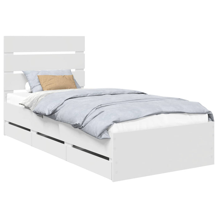 Cadru de pat cu sertar Alb 100 x 200 cm Lemn Ingineresc - WALTI WALTI
