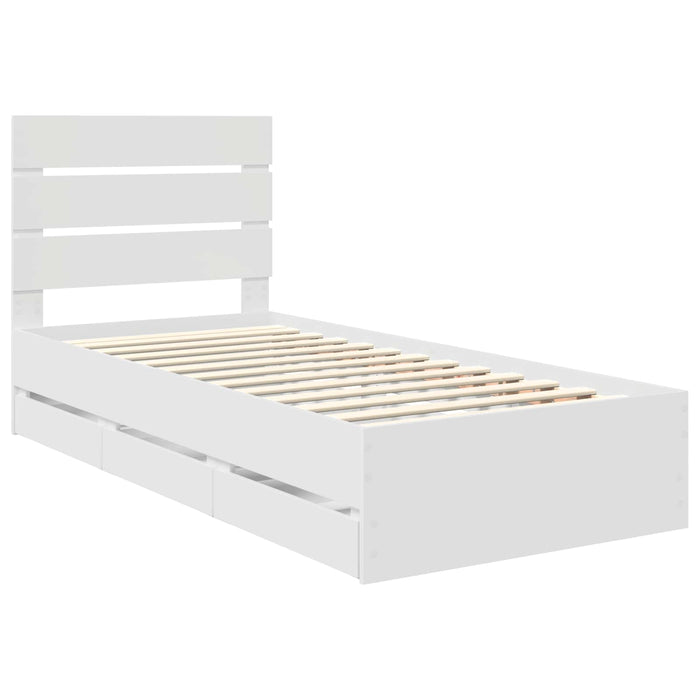 Cadru de pat cu sertar Alb 100 x 200 cm Lemn Ingineresc - WALTI WALTI
