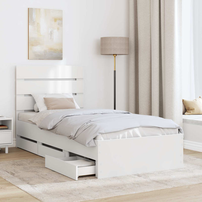 Cadru de pat cu sertar Alb 90 x 190 cm Lemn Ingineresc - WALTI WALTI