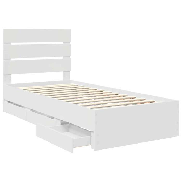 Cadru de pat cu sertar Alb 90 x 190 cm Lemn Ingineresc - WALTI WALTI