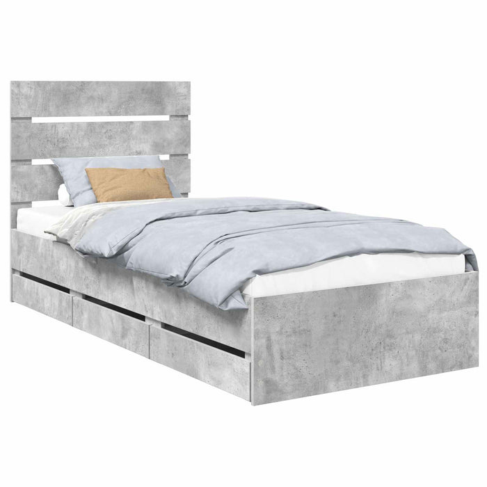 Cadru de pat Gri din beton 90 x 190 cm Lemn Ingineresc - WALTI WALTI