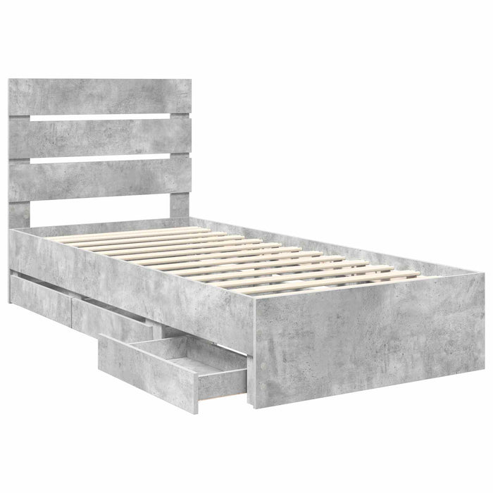 Cadru de pat Gri din beton 90 x 190 cm Lemn Ingineresc - WALTI WALTI