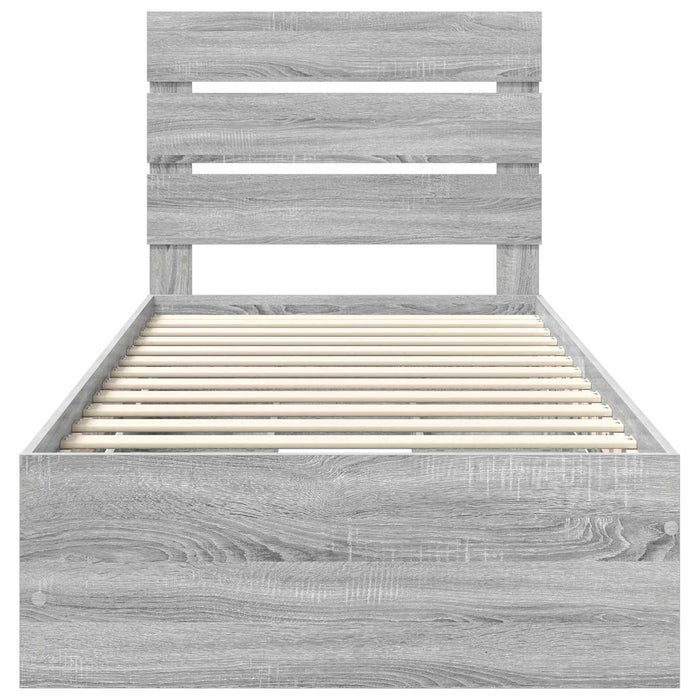 Cadru de pat cu sertar Gri Sonoma 90 x 190 cm Lemn Ingineresc - WALTI WALTI