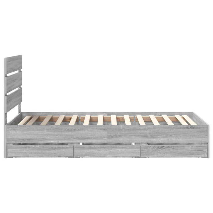 Cadru de pat cu sertar Gri Sonoma 90 x 190 cm Lemn Ingineresc - WALTI WALTI