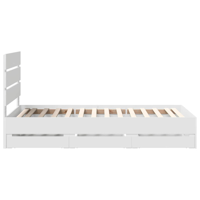 Cadru de pat cu sertar Alb 90 x 200 cm Lemn Ingineresc - WALTI WALTI