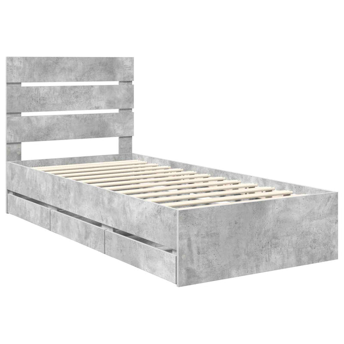 Cadru de pat Gri din beton 90 x 200 cm Lemn Ingineresc - WALTI WALTI