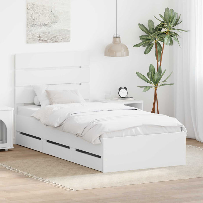 Cadru de pat cu sertar Alb 75 x 190 cm Lemn Ingineresc - WALTI WALTI