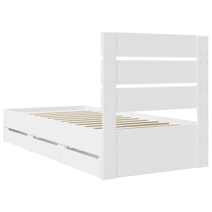 Cadru de pat cu sertar Alb 75 x 190 cm Lemn Ingineresc - WALTI WALTI