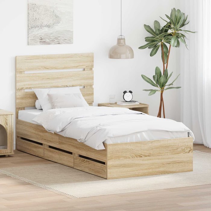 Cadru de pat Stejar Sonoma 75 x 190 cm Lemn Ingineresc - WALTI WALTI