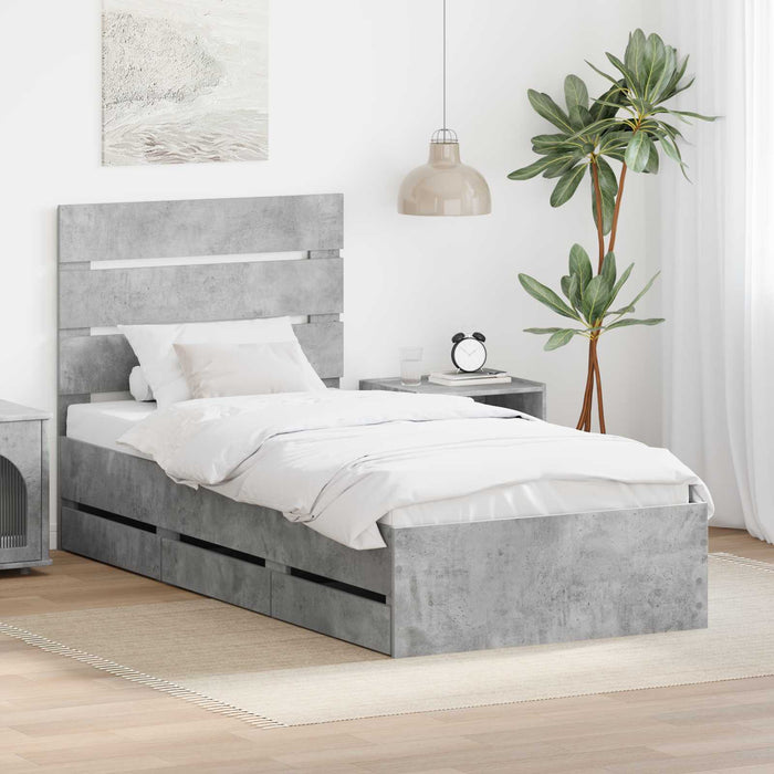 Cadru de pat Gri din beton 75 x 190 cm Lemn Ingineresc - WALTI WALTI