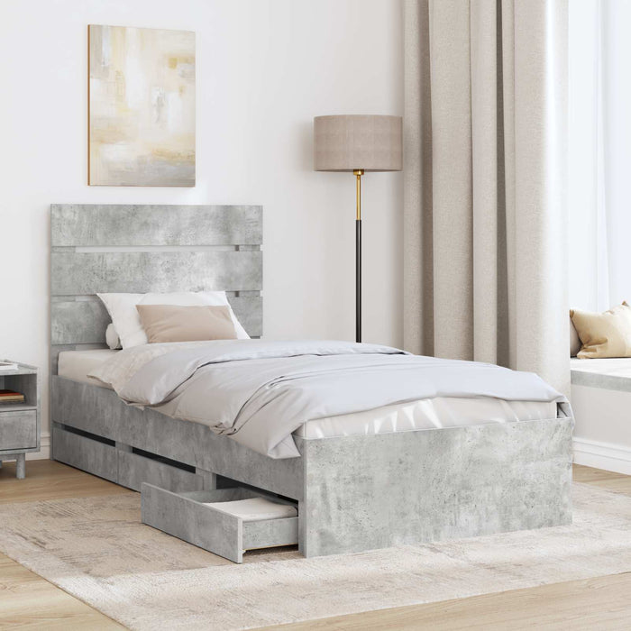 Cadru de pat Gri din beton 75 x 190 cm Lemn Ingineresc - WALTI WALTI