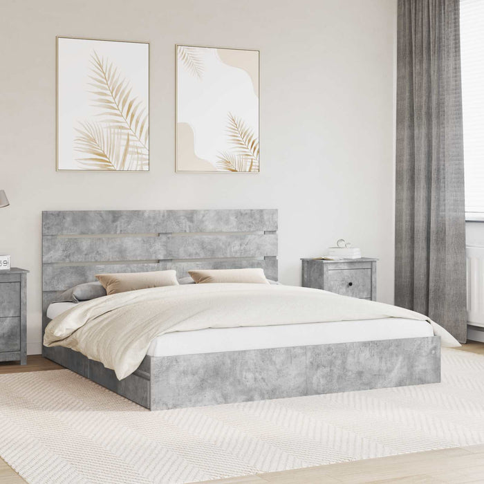 Pat cu storage Gri din beton 200 x 200 cm Lemn compozit - WALTI WALTI