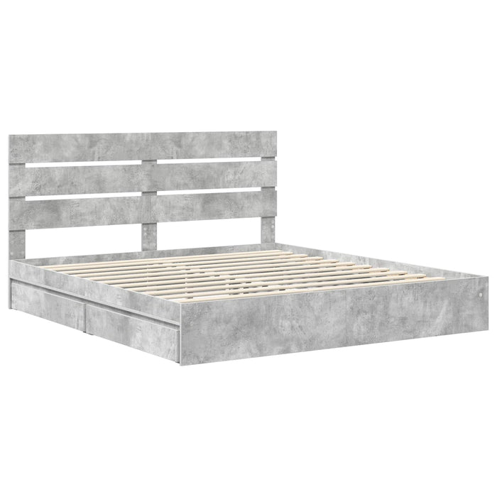 Pat cu storage Gri din beton 200 x 200 cm Lemn compozit - WALTI WALTI