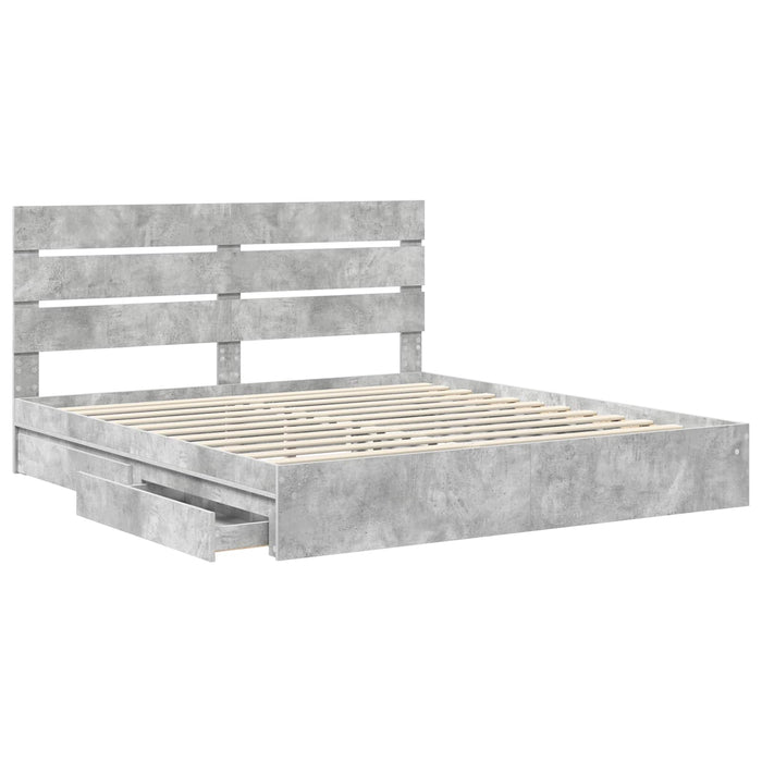 Pat cu storage Gri din beton 200 x 200 cm Lemn compozit - WALTI WALTI