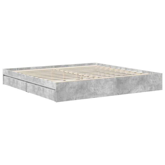 Pat cu storage Gri din beton 200 x 200 cm Lemn compozit - WALTI WALTI