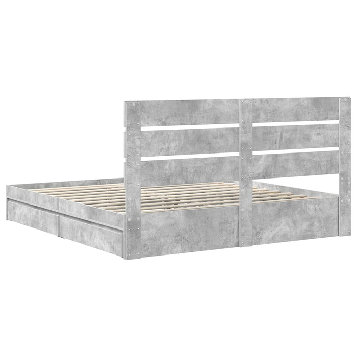 Pat cu storage Gri din beton 200 x 200 cm Lemn compozit - WALTI WALTI