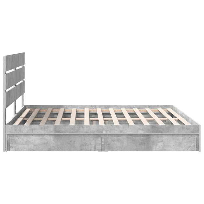 Pat cu storage Gri din beton 200 x 200 cm Lemn compozit - WALTI WALTI