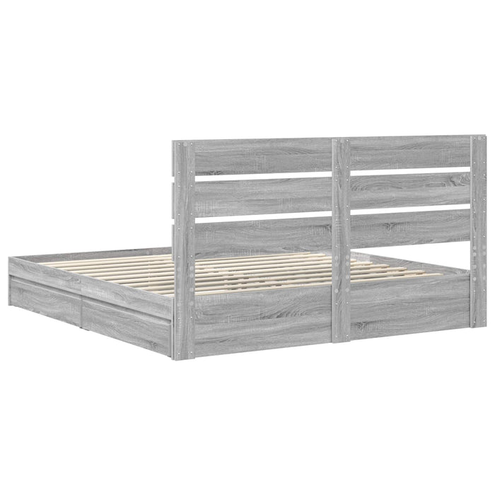 Pat cu storage cu sertar Gri Sonoma 200 x 200 cm Lemn compozit - WALTI WALTI