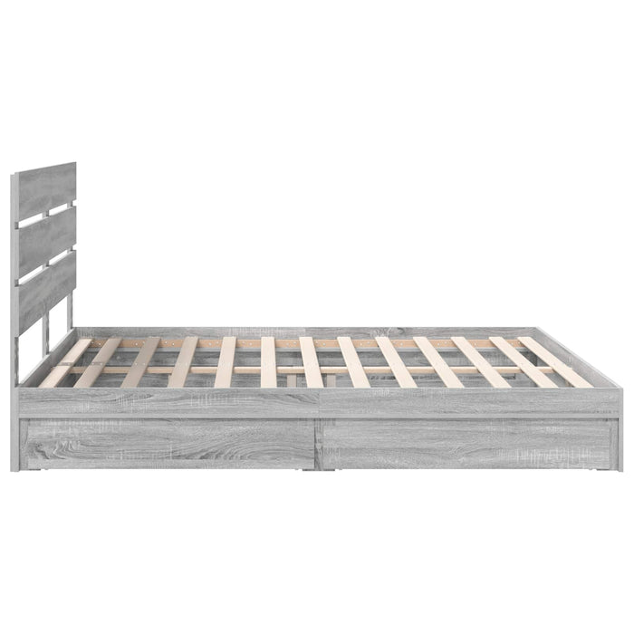 Pat cu storage cu sertar Gri Sonoma 200 x 200 cm Lemn compozit - WALTI WALTI