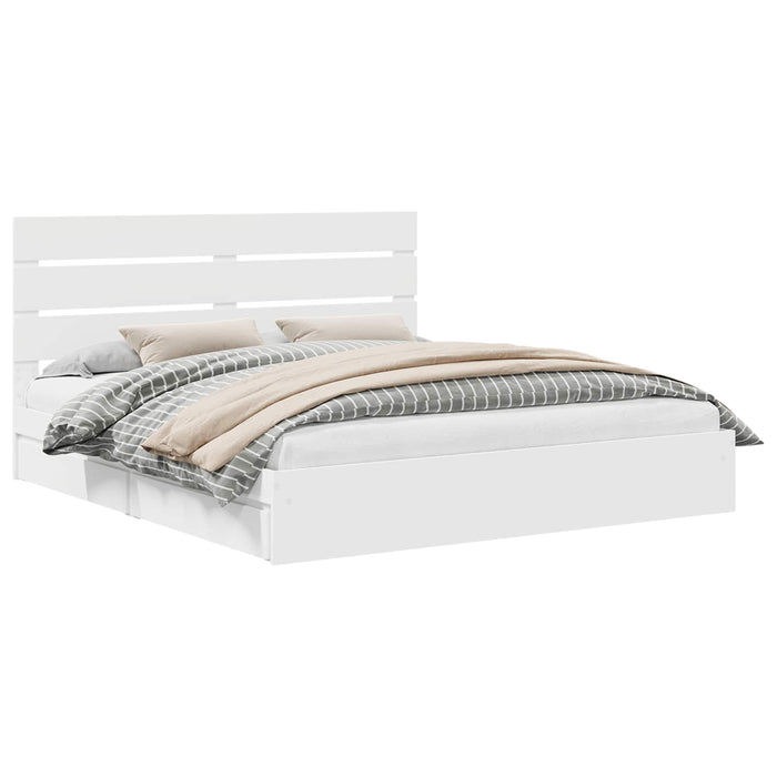Pat cu storage cu headboard Alb 180 x 200 cm Lemn compozit - WALTI WALTI