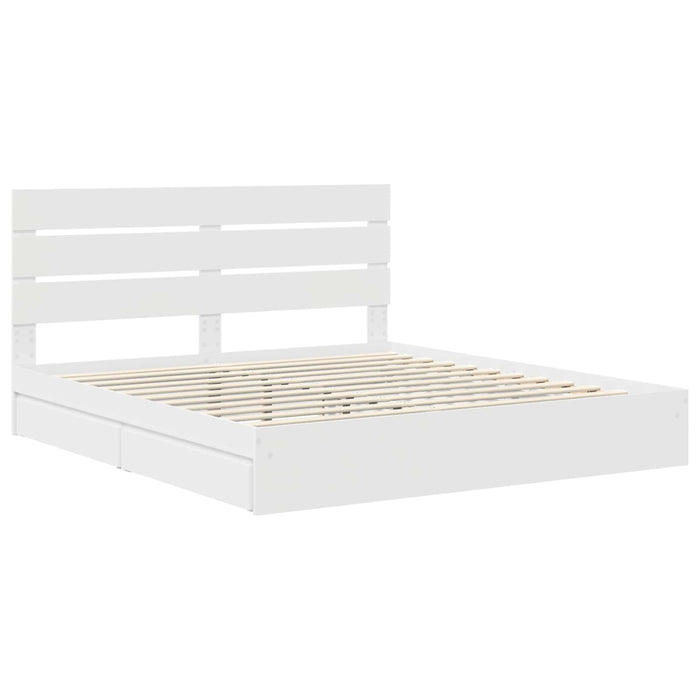 Pat cu storage cu headboard Alb 180 x 200 cm Lemn compozit - WALTI WALTI