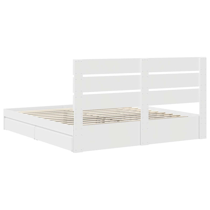 Pat cu storage cu headboard Alb 180 x 200 cm Lemn compozit - WALTI WALTI