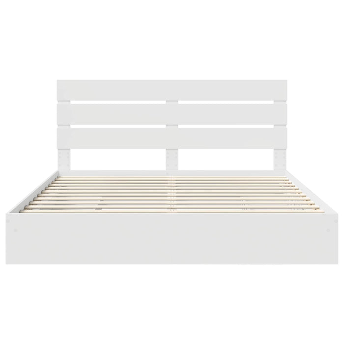 Pat cu storage cu headboard Alb 180 x 200 cm Lemn compozit - WALTI WALTI