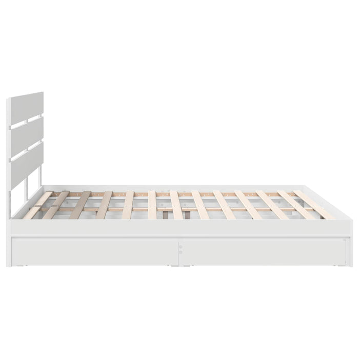 Pat cu storage cu headboard Alb 180 x 200 cm Lemn compozit - WALTI WALTI