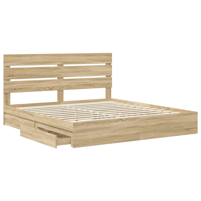 Pat cu storage Stejar Sonoma 180 x 200 cm Lemn compozit - WALTI WALTI