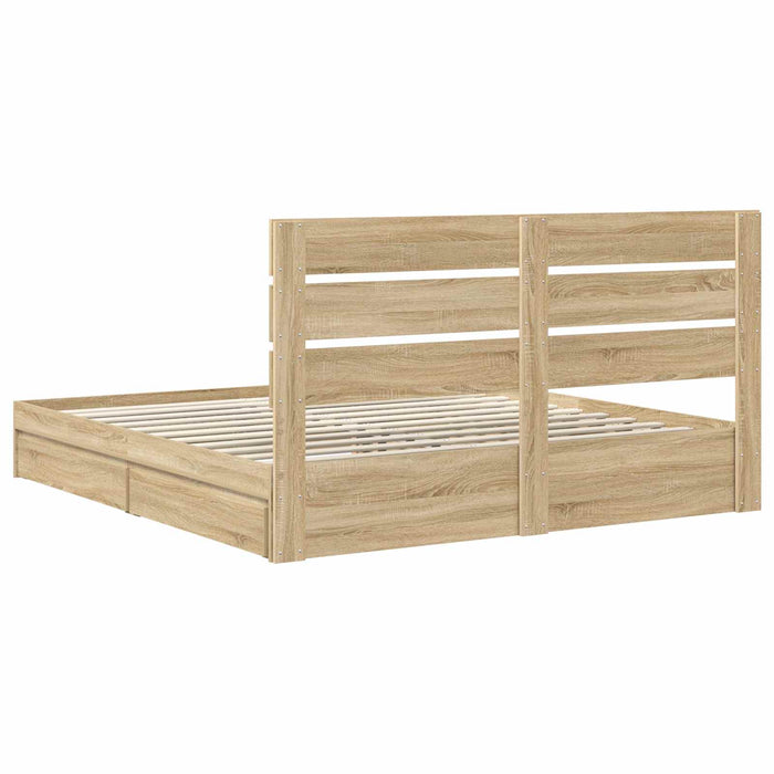 Pat cu storage Stejar Sonoma 180 x 200 cm Lemn compozit - WALTI WALTI