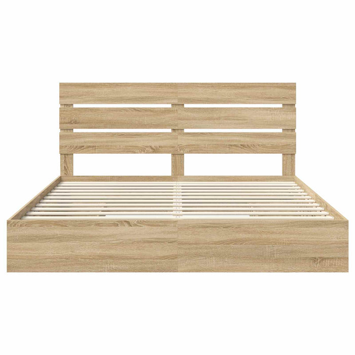 Pat cu storage Stejar Sonoma 180 x 200 cm Lemn compozit - WALTI WALTI