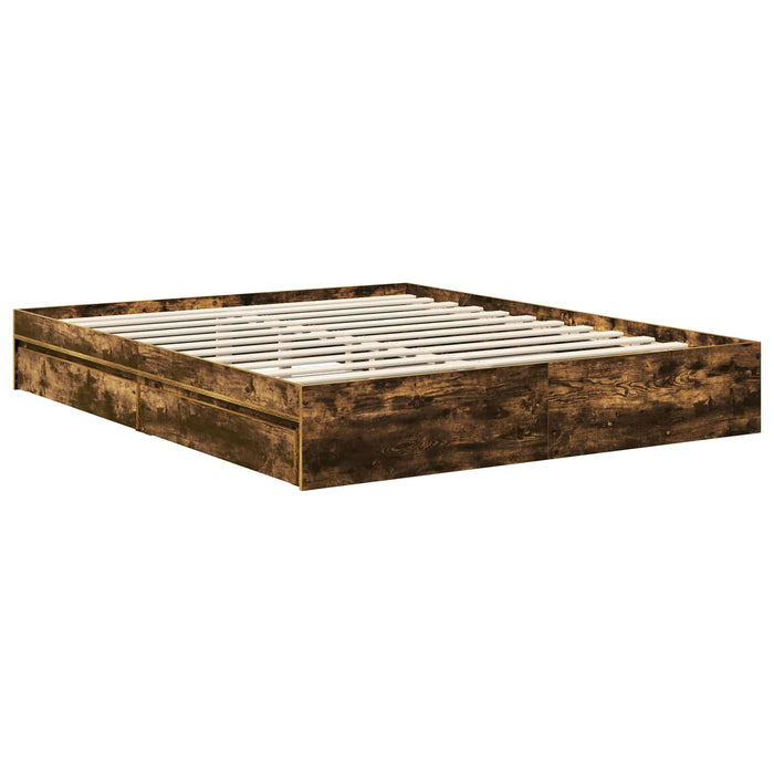 Pat cu storage Stejar fumuriu 160 x 200 cm Lemn compozit - WALTI WALTI