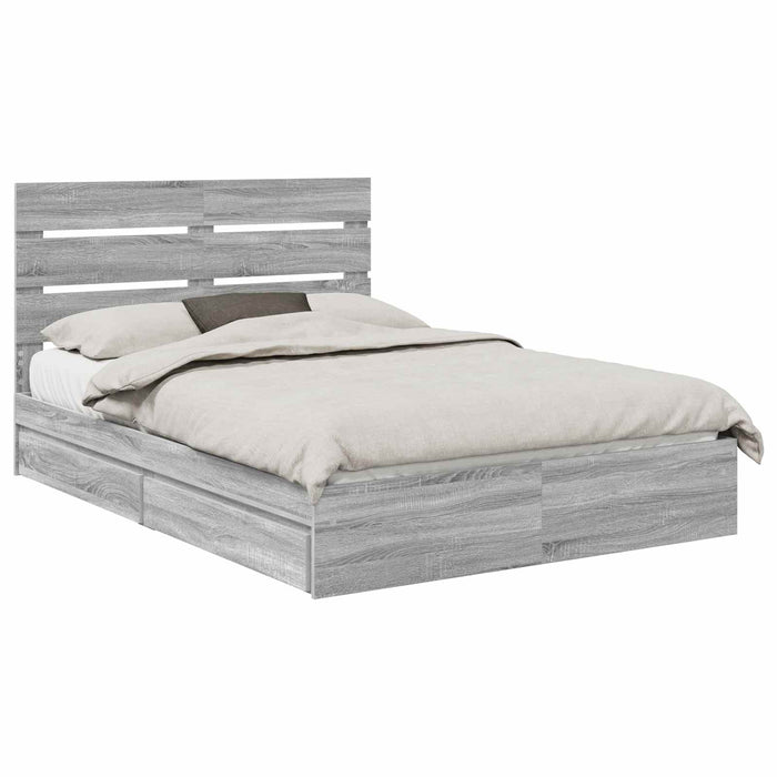 Pat cu storage cu sertar Gri Sonoma 160 x 200 cm Lemn compozit - WALTI WALTI