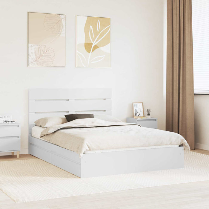 Pat cu storage cu headboard Alb 150 x 200 cm Lemn compozit - WALTI WALTI