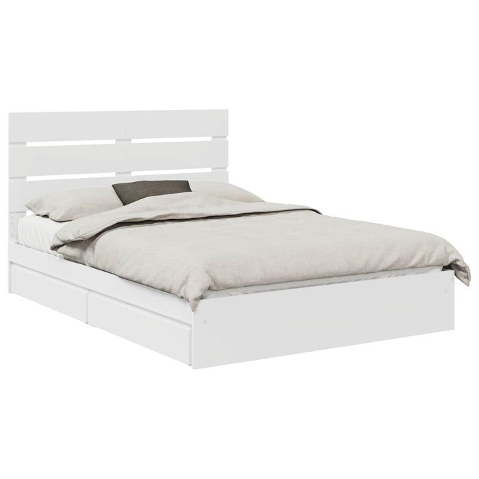 Pat cu storage cu headboard Alb 150 x 200 cm Lemn compozit - WALTI WALTI