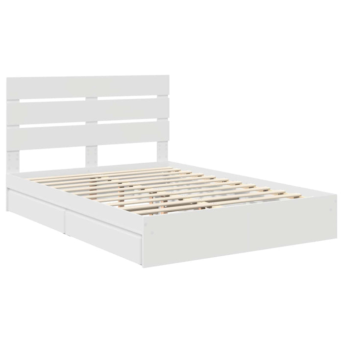 Pat cu storage cu headboard Alb 150 x 200 cm Lemn compozit - WALTI WALTI