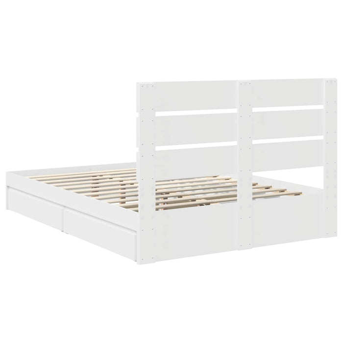 Pat cu storage cu headboard Alb 150 x 200 cm Lemn compozit - WALTI WALTI