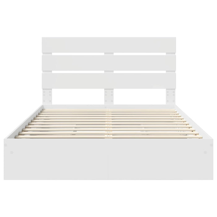 Pat cu storage cu headboard Alb 150 x 200 cm Lemn compozit - WALTI WALTI