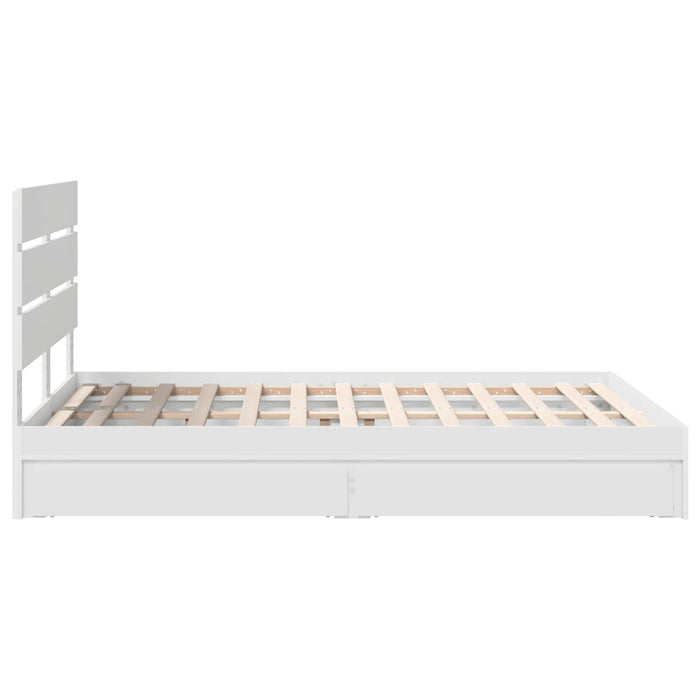 Pat cu storage cu headboard Alb 150 x 200 cm Lemn compozit - WALTI WALTI