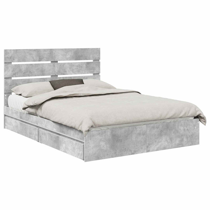 Pat cu storage Gri din beton 150 x 200 cm Lemn compozit - WALTI WALTI